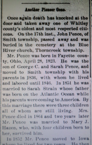 first section of obituary