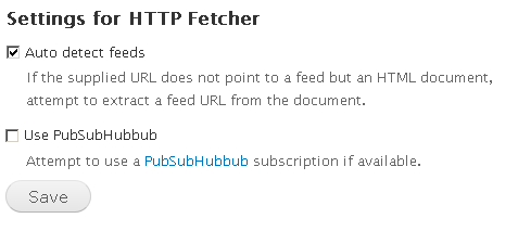 HTTP fetcher settings screen