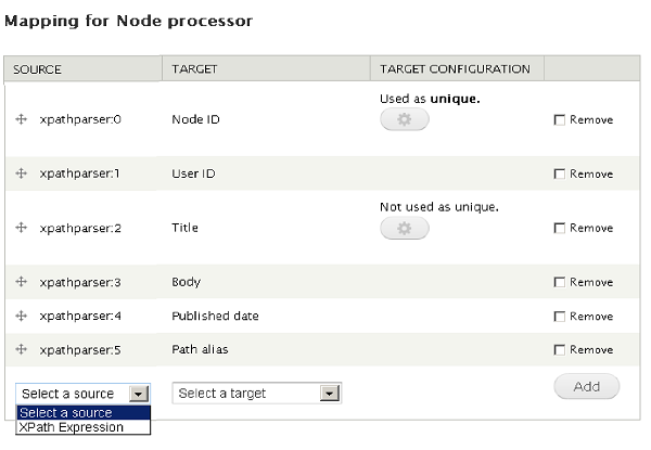 node processor mapping screen