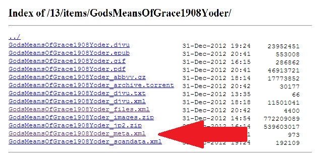 IDENTIFIER_meta.xml file shown in list