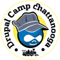 Drupal icon with railroad engineer hat