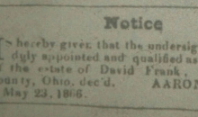 header of notice from newspaper