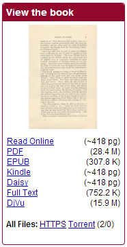 View the book section of page with list of formats